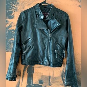 MO Members Only Faux Distressed Leather Moto Jacket